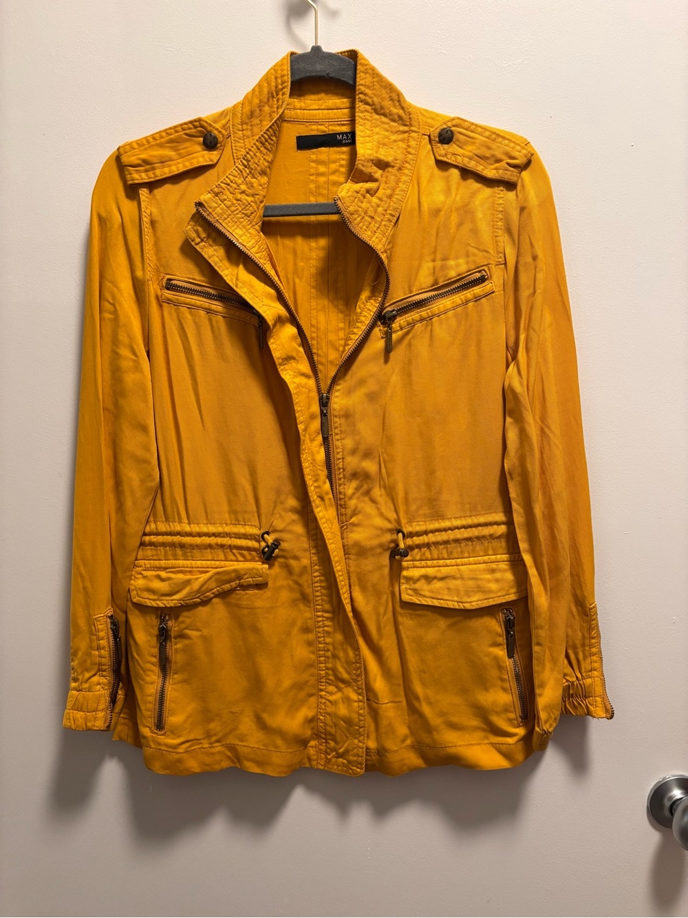 Max Jeans Mustard Yellow Utility Jacket with Zip Pockets